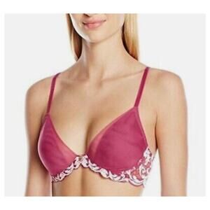 NATORI 732133 Envious Contour Plunge Underwire Bra Berry Tulle Size 32G